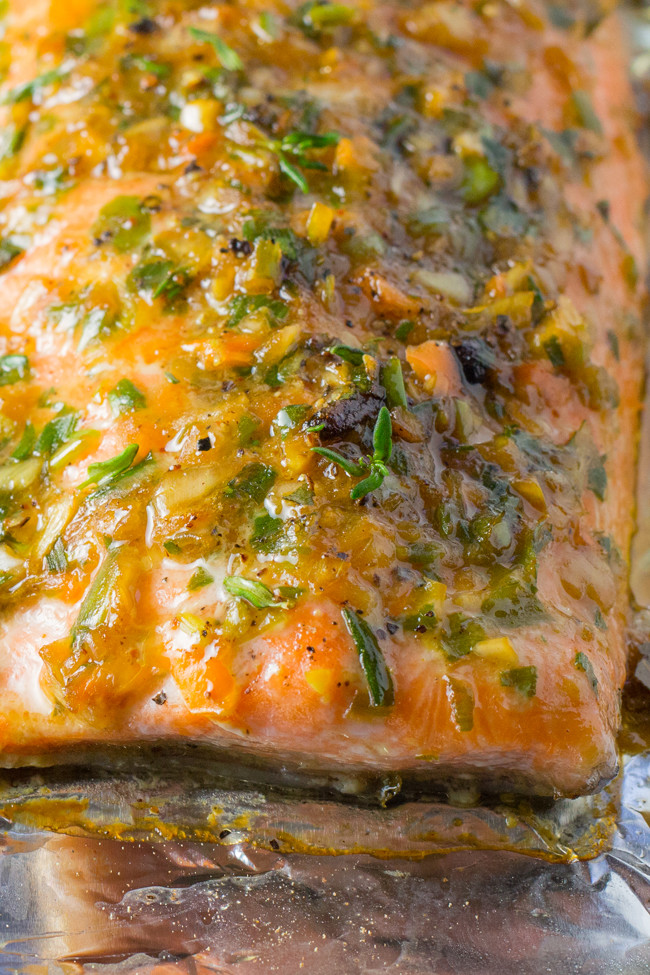 This baked jerk salmon was moist and flaky and flavor packed. It is done in 20 minutes and because it is cooked in foil, clean up is a breeze. Make it now.