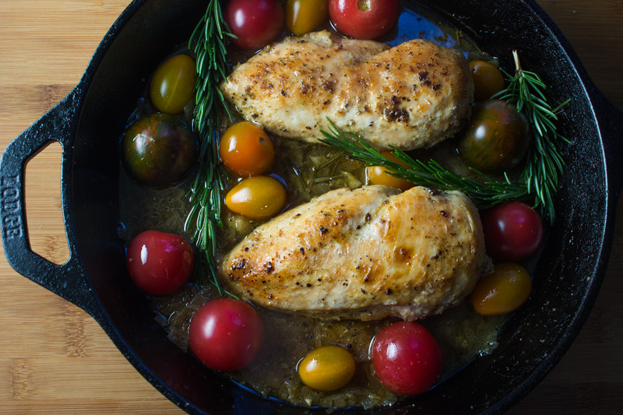 This Skillet roasted rosemary tomato chicken is elegant enough to serve at a dinner party but simple enough to make on a week night. You’ll love every bite!