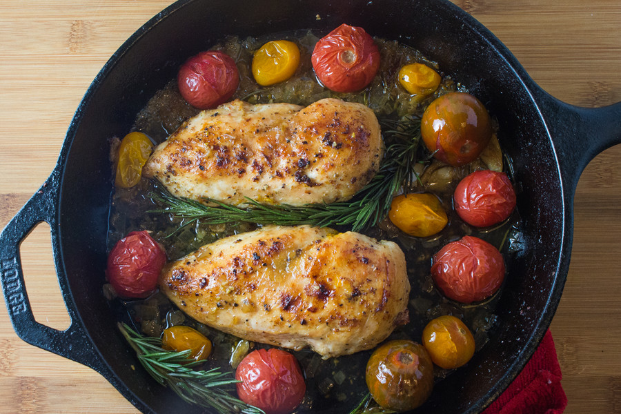 This Skillet roasted rosemary tomato chicken is elegant enough to serve at a dinner party but simple enough to make on a week night. You’ll love every bite!