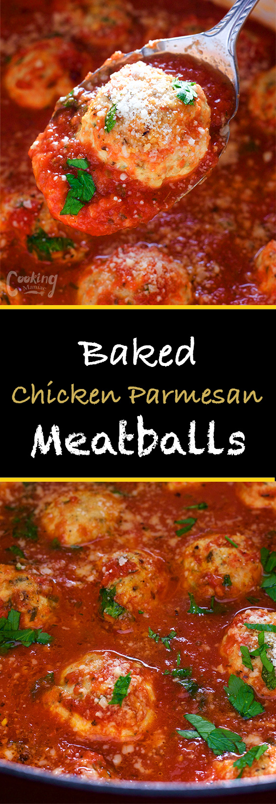 This Chicken Parmesan meatball bake recipe is super easy and simple. Perfect for any weeknight dinner. All the same flavors without the extra work. 