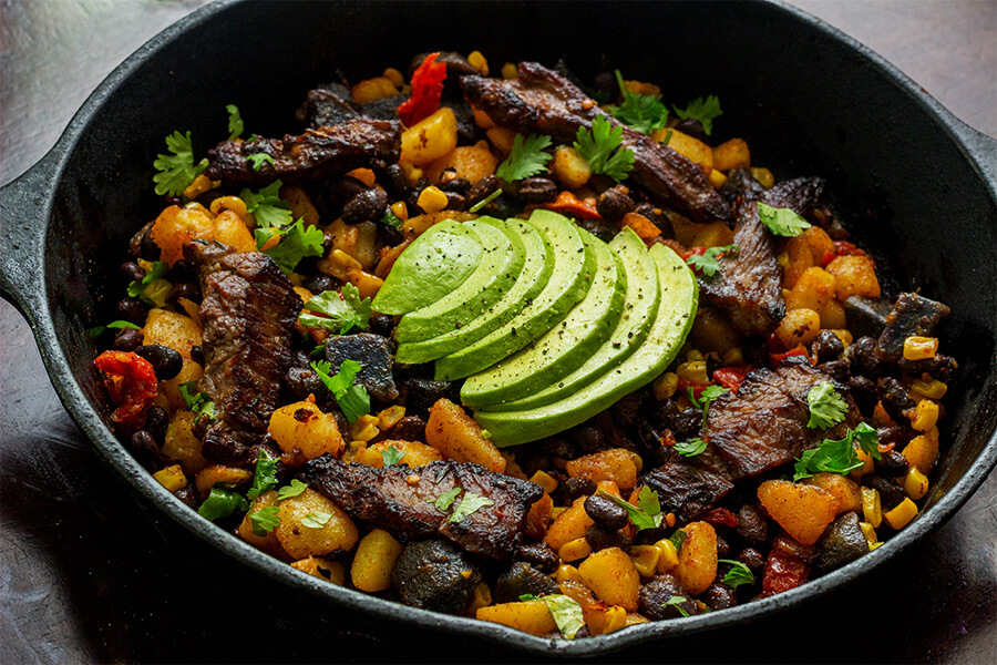 Southwest steak skillet hash is an awesome way to use pantry staple in a dish. It is a little spicy, a little creamy, a little tangy and a whole lot of yum. Super easy and extremely customizable.