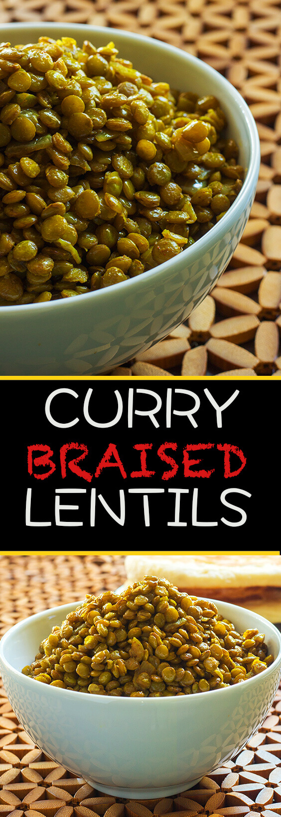 This curry braised lentils absorbs all the spices to make them creamy and tender. This is a great side dish or a quick dinner option. Add it to a salad, make a burrito with them or have them with some steaming hot rice.