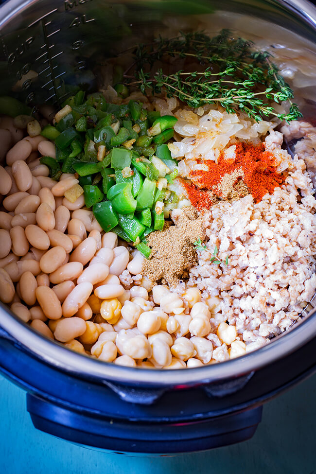 This Instant Pot White Bean Chicken Chili is warming, nutritious, filling and delicious. Plus it is packed with good vegetables and lean meat. Winning!